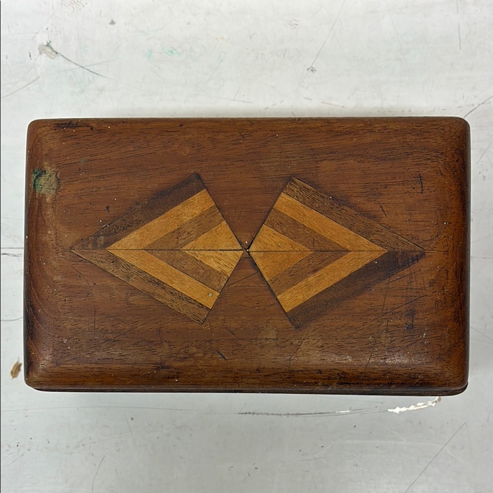 Wooden Decorative Box with Geometric Inlay - Picture 3 of 13
